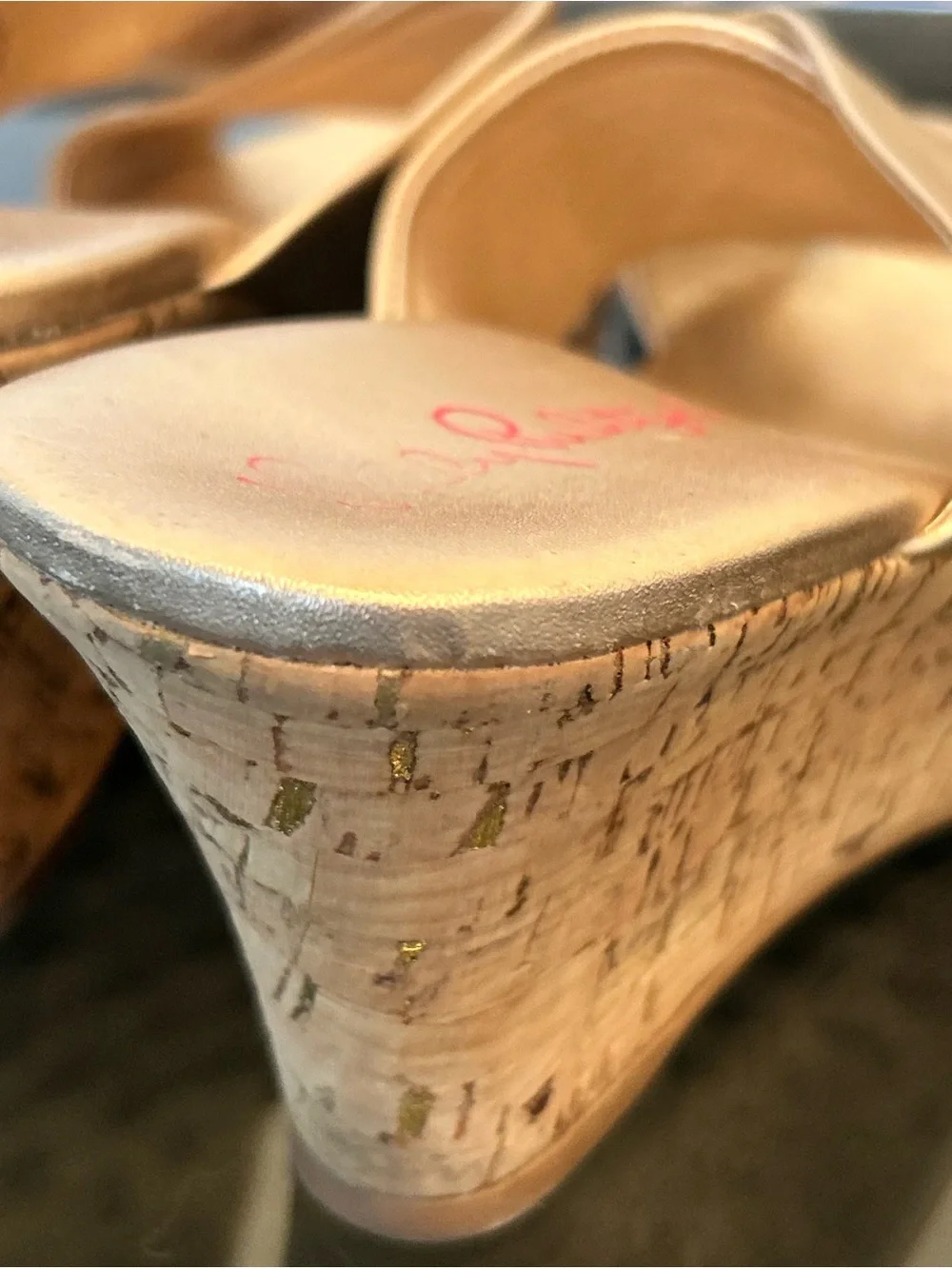 Lilly Pulitzer Metallic Gold Cork Wedge Sandals size 6